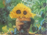 Deux tournesols dans un vase